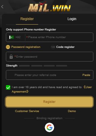 Mil Win Game Register
